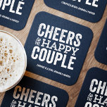 Porta-copo De Papel Quadrado Animações para o janto de ensaio do marinho de cas<br><div class="desc">Antes do dia do seu casamento, divirta-se com a celebração do "Brews Before I's". Quer seja um janto de ensaio, uma despedida de solteiro ou uma festa de noivado, esta divertida design ousada é perfeita para uma cervejaria ou uma celebração com tema de cerveja. Este design original "alegre ao casal...</div>