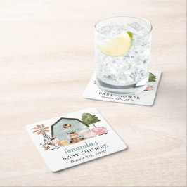 Porta-copo De Papel Quadrado Animais da Fazenda, Animais Fofos, Celeiro Azul, C