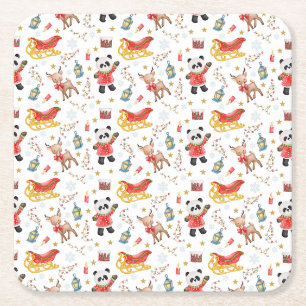 Porta-copo De Papel Quadrado Animais de Natal
