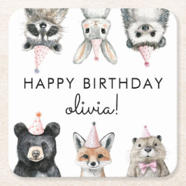 Porta-copo De Papel Quadrado Animais do Partido Woodland