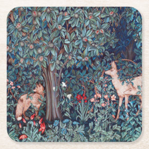 Porta-copo De Papel Quadrado Animais na Floresta, William Morris
