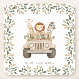 Porta-copo De Papel Quadrado Animais Safari do Selvagem Um Chá de Bebê Neutro