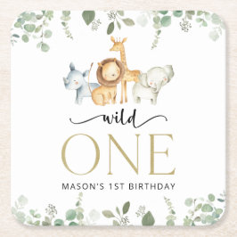 Porta-copo De Papel Quadrado Animais Safari, Selva, Selvagem Um, Primeiro Anive