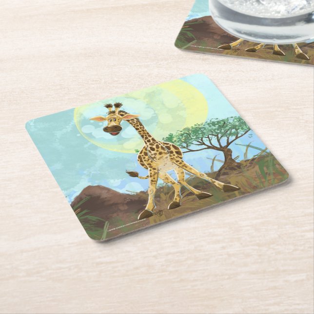 Porta-copo De Papel Quadrado Animal Parade Giraffe (Inclinado)