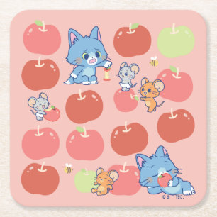 Porta-copo De Papel Quadrado Anime Tom, Jerry e Tuffy Apple Pattern