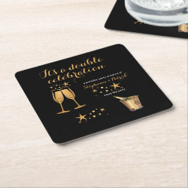 Porta-copo De Papel Quadrado Aniversário comum Elegante Dourado de Celebração D