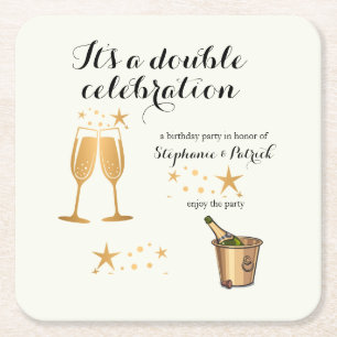 Porta-copo De Papel Quadrado Aniversário comum Elegante Dourado de Celebração D