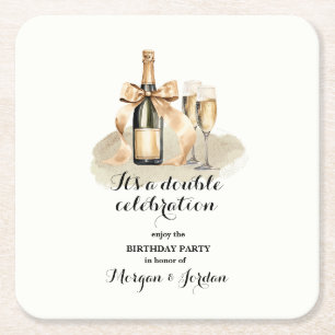 Porta-copo De Papel Quadrado Aniversário comum Elegante Dourado de Celebração D