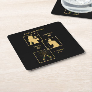 Porta-copo De Papel Quadrado Aniversário Conjunto Dupla Diversão Preto Ouro
