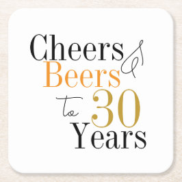 Porta-copo De Papel Quadrado aniversário de 30 anos e festa mínima