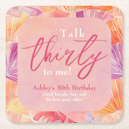 Porta-copo De Papel Quadrado aniversário de 30 anos fala 30 comigo