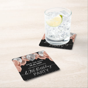 Porta-copo De Papel Quadrado Aniversário de 40 anos de Salões Luminosos Rosa pa