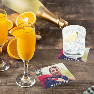 Porta-copo De Papel Quadrado aniversário de 40 anos personalizado foto saudaç