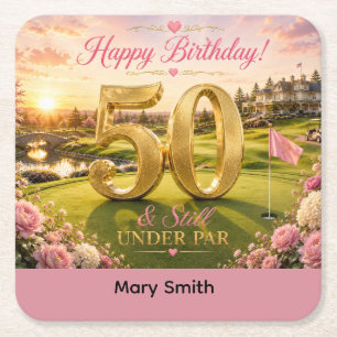Porta-copo De Papel Quadrado Aniversário de 50 anos de Golfe para Mulher Golfis