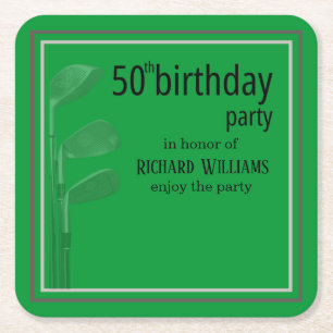Porta-copo De Papel Quadrado Aniversário de 50 anos Golf Moderno Corporativo Ve