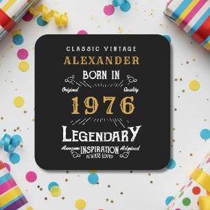 Porta-copo De Papel Quadrado Aniversário de 50 anos Personalizado 1976 Lenda Vi