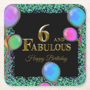 Porta-copo De Papel Quadrado Aniversário de 6 anos