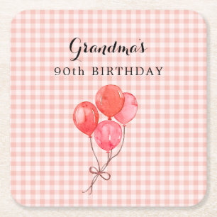 Porta-copo De Papel Quadrado Aniversário de 90 anos da Vovó
