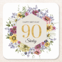 Aniversário de 90 anos personalizado Wildflower