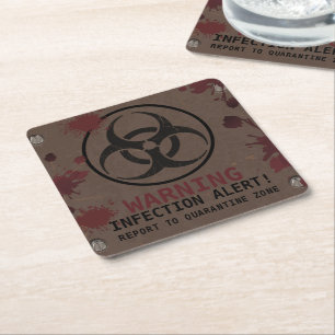 Porta-copo De Papel Quadrado Aniversário de Apocalipse Zumbi Biohazard Hallow