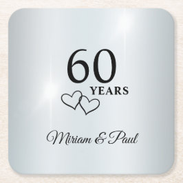 Porta-copo De Papel Quadrado Aniversário de Casamento de 60 Anos Personalizado