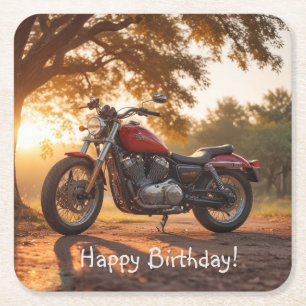 Porta-copo De Papel Quadrado Aniversário de motocicleta