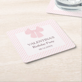Porta-copo De Papel Quadrado Aniversário de pontas cor-de-rosa e arcos cor-de-r