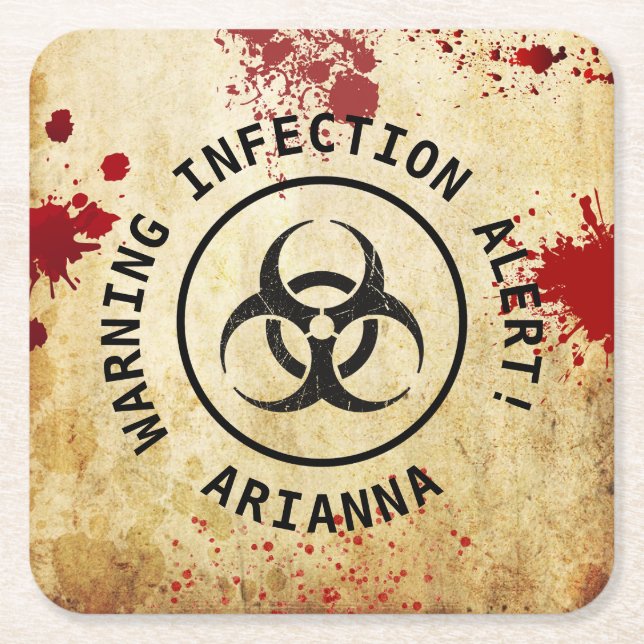 Porta-copo De Papel Quadrado Aniversário do Apocalypse Zombie | Halloween Bioha (Frente)