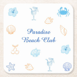 Porta-copo De Papel Quadrado Aniversário do Beach Club