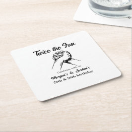 Porta-copo De Papel Quadrado Aniversário do Colégio Moderno Mínimo de Mãos Cinz