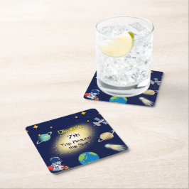 Porta-copo De Papel Quadrado Aniversário do Espaço Exterior - Astronauta, Fogue