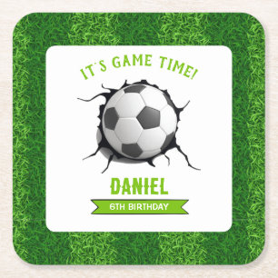 Porta-copo De Papel Quadrado Aniversário do Futebol