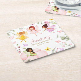 Porta-copo De Papel Quadrado Aniversário do Jardim Encantado da Princesa Leitei