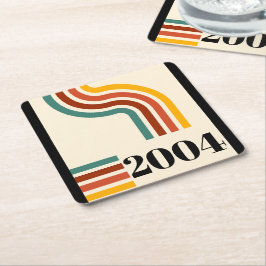 Porta-copo De Papel Quadrado Aniversário do Marco do Poster vintage Retroativo 