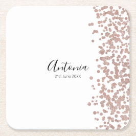 Porta-copo De Papel Quadrado Aniversário do Nome do Script Elegante