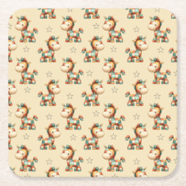 Porta-copo De Papel Quadrado Aniversário do Pônei Remendado Giddy-Up