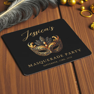 Porta-copo De Papel Quadrado Aniversário Dourado mascarada Black