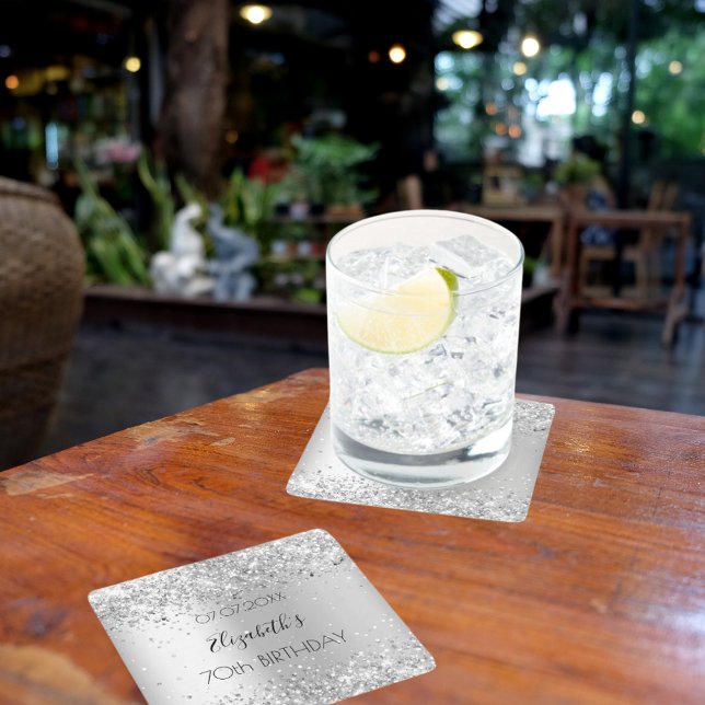 Porta-copo De Papel Quadrado Aniversário elegante (Criador carregado)