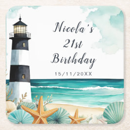Porta-copo De Papel Quadrado Aniversário Farol Náutico