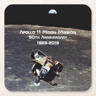 Porta-copo De Papel Quadrado Aniversário histórico da missão 50th da lua de