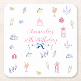 Porta-copo De Papel Quadrado Aniversário Minimalista Italiano Fofo