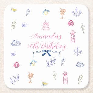 Porta-copo De Papel Quadrado Aniversário Minimalista Italiano Fofo