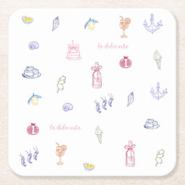 Porta-copo De Papel Quadrado Aniversário Minimalista Italiano Fofo