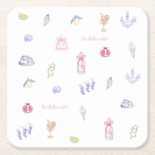 Porta-copo De Papel Quadrado Aniversário Minimalista Italiano Fofo