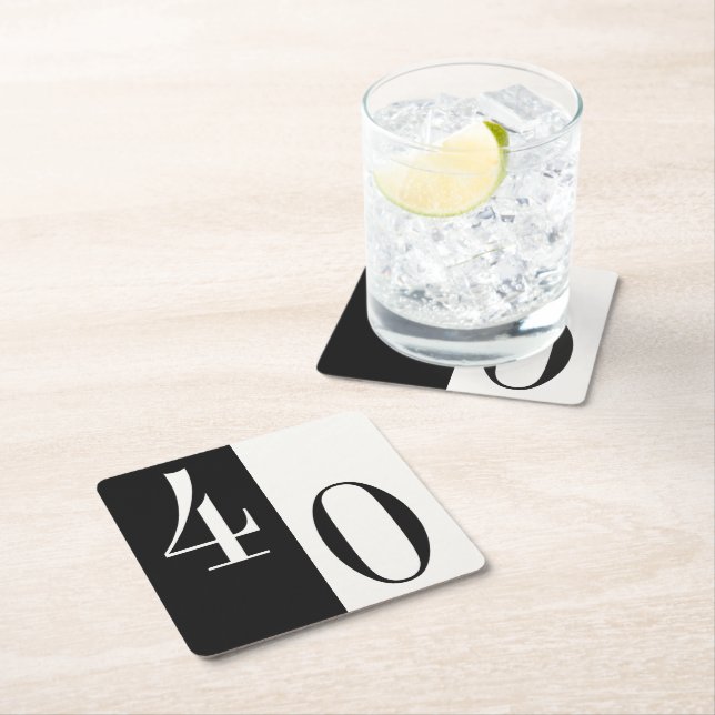 Porta-copo De Papel Quadrado Aniversário Minimalista Preto e Branco com Idade P (Insitu)