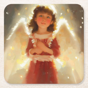 Porta-copo De Papel Quadrado Anjo Natal 4