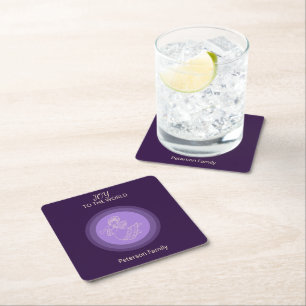 Porta-copo De Papel Quadrado Anjo Radiante Lavanda de Alegria Família Resplande