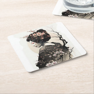 Porta-copo De Papel Quadrado Anmutige japanische Geisha - 