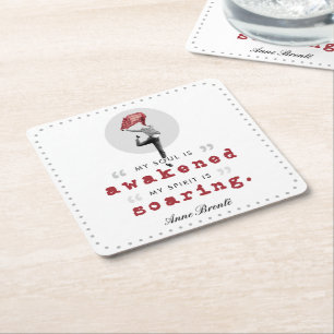 Porta-copo De Papel Quadrado Anne Bronte Poem Citação - Minha Alma está despert