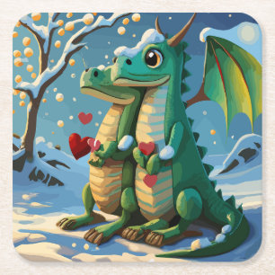 Porta-copo De Papel Quadrado Ano Novo Chinês Do Casal Dragão